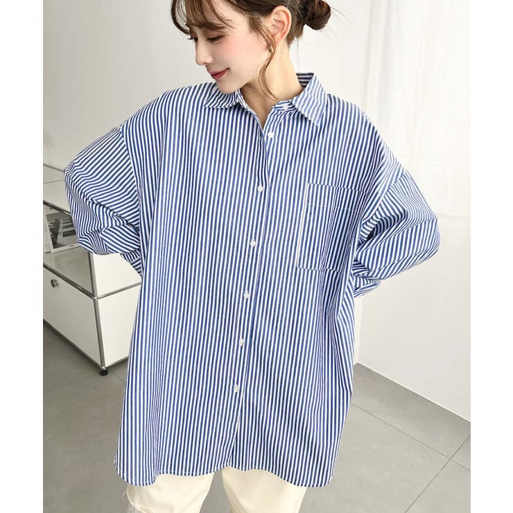 先染めストライプ＆ギンガムチェック&マルチストライプビッグシルエット長袖シャツ | moment+ | 詳細画像30 