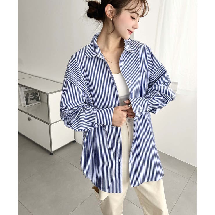 先染めストライプ＆ギンガムチェック&マルチストライプビッグシルエット長袖シャツ | moment+ | 詳細画像32 