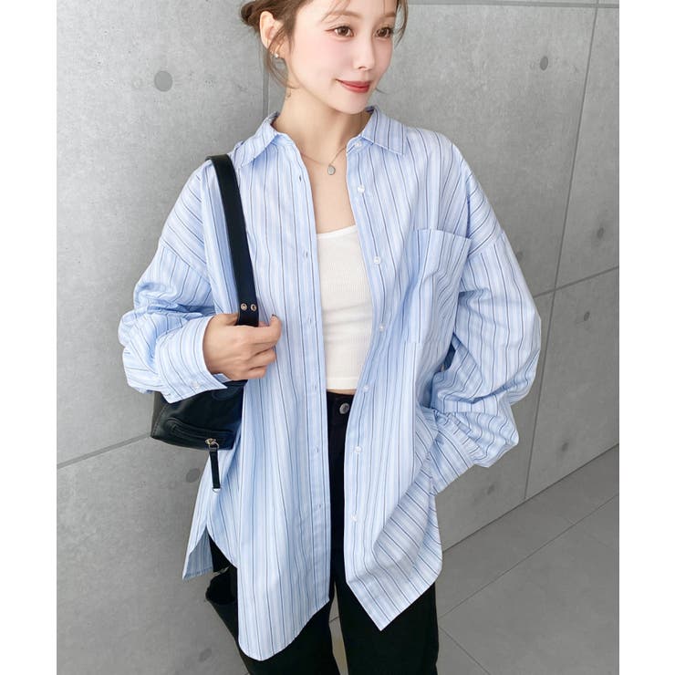 先染めストライプ＆ギンガムチェック&マルチストライプビッグシルエット長袖シャツ | moment+ | 詳細画像38 