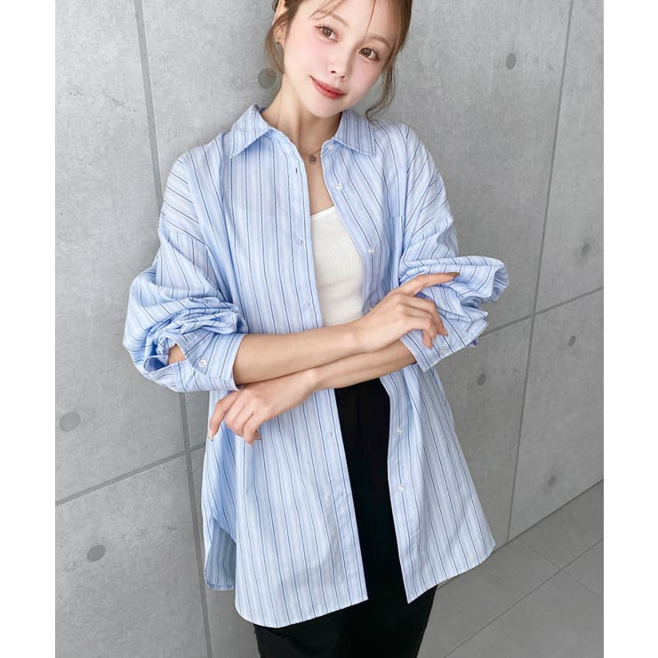 先染めストライプ＆ギンガムチェック&マルチストライプビッグシルエット長袖シャツ | moment+ | 詳細画像39 