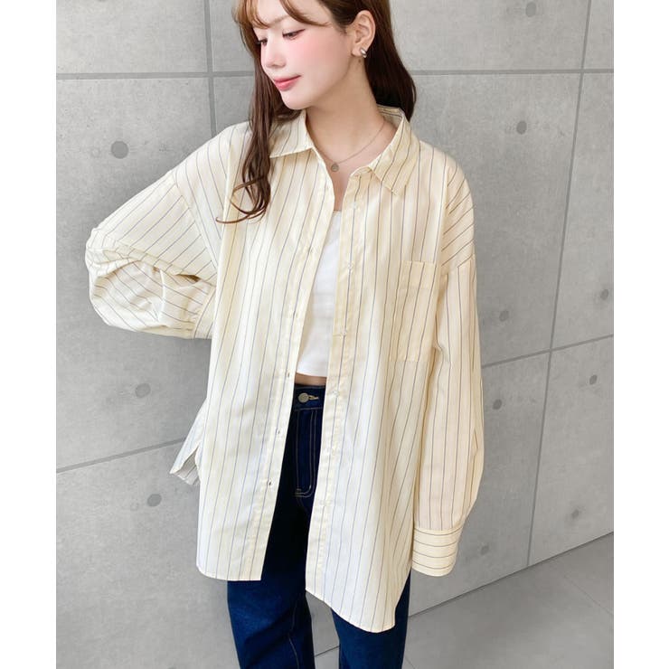 先染めストライプ＆ギンガムチェック&マルチストライプビッグシルエット長袖シャツ | moment+ | 詳細画像42 