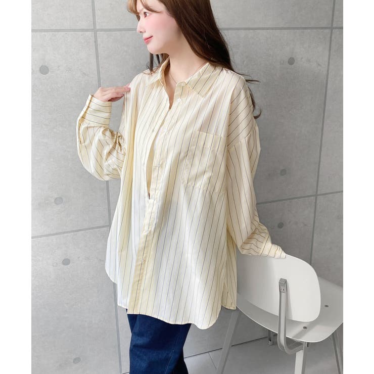 先染めストライプ＆ギンガムチェック&マルチストライプビッグシルエット長袖シャツ | moment+ | 詳細画像44 