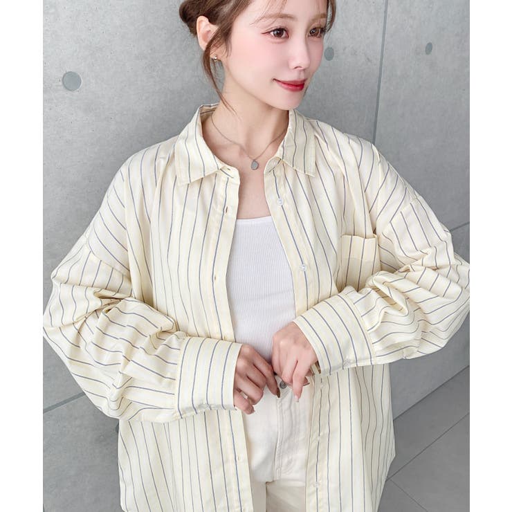 先染めストライプ＆ギンガムチェック&マルチストライプビッグシルエット長袖シャツ | moment+ | 詳細画像49 