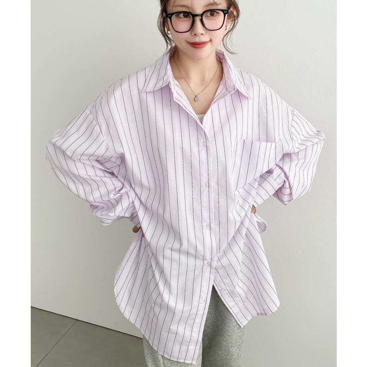 先染めストライプ＆ギンガムチェック&マルチストライプビッグシルエット長袖シャツ | moment+ | 詳細画像56 