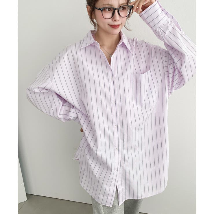 先染めストライプ＆ギンガムチェック&マルチストライプビッグシルエット長袖シャツ | moment+ | 詳細画像57 