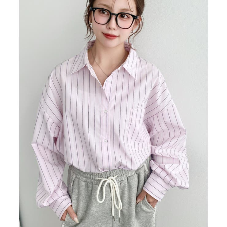 先染めストライプ＆ギンガムチェック&マルチストライプビッグシルエット長袖シャツ | moment+ | 詳細画像59 