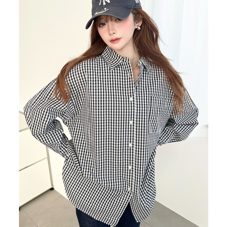 先染めストライプ＆ギンガムチェック&マルチストライプビッグシルエット長袖シャツ | moment+ | 詳細画像61 