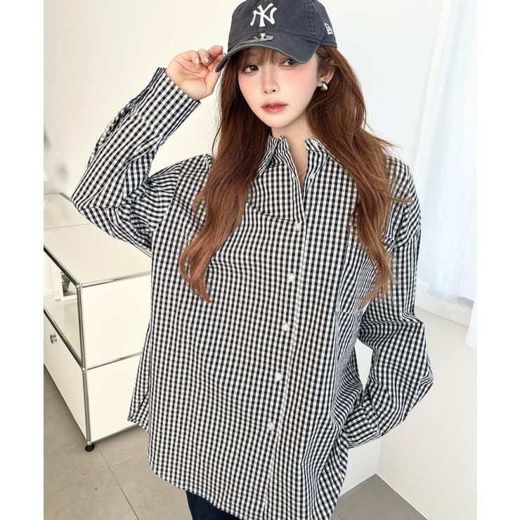 先染めストライプ＆ギンガムチェック&マルチストライプビッグシルエット長袖シャツ | moment+ | 詳細画像62 