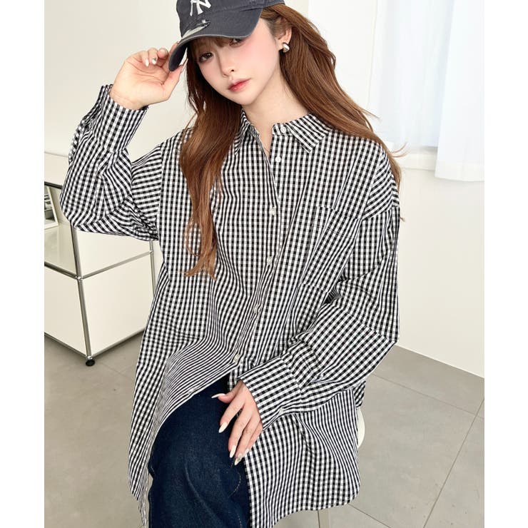 先染めストライプ＆ギンガムチェック&マルチストライプビッグシルエット長袖シャツ | moment+ | 詳細画像63 