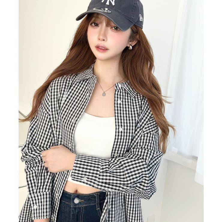 先染めストライプ＆ギンガムチェック&マルチストライプビッグシルエット長袖シャツ | moment+ | 詳細画像65 