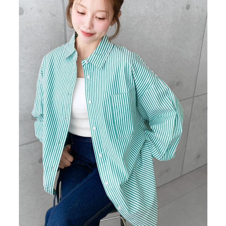 先染めストライプ＆ギンガムチェック&マルチストライプビッグシルエット長袖シャツ | moment+ | 詳細画像9 