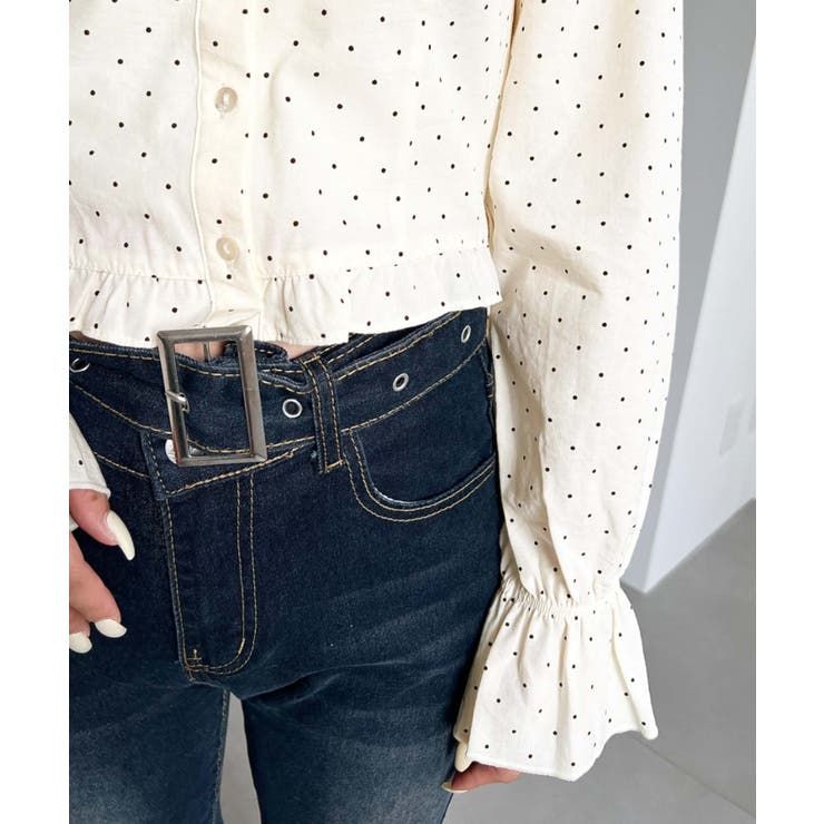 長袖キャンディスリーブコルセットブラウス スラブドット | moment+ | 詳細画像10 