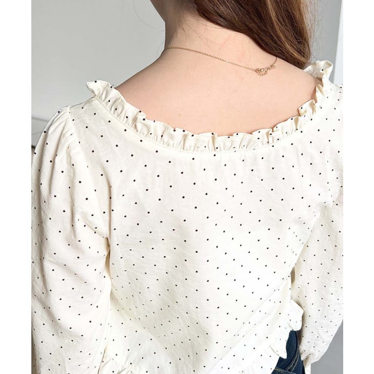 長袖キャンディスリーブコルセットブラウス スラブドット | moment+ | 詳細画像11 