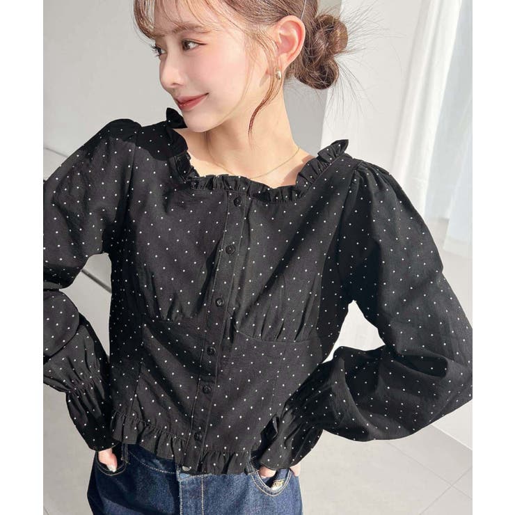 長袖キャンディスリーブコルセットブラウス スラブドット | moment+ | 詳細画像17 