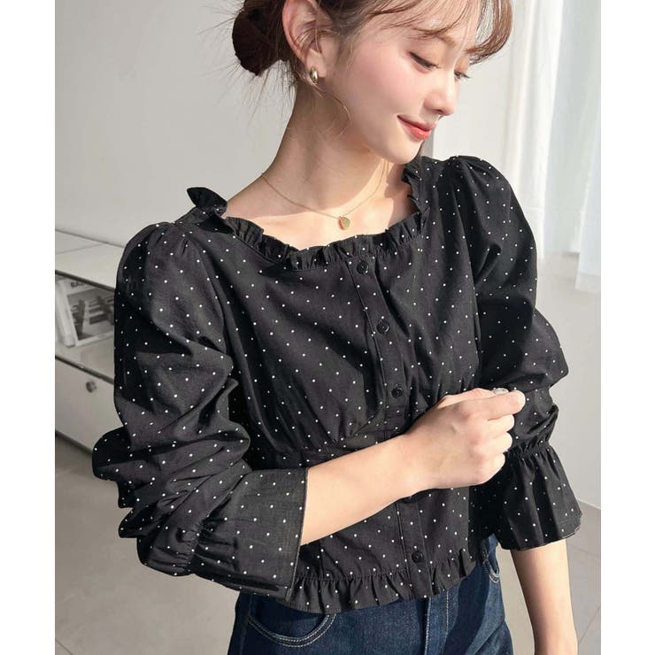 長袖キャンディスリーブコルセットブラウス スラブドット | moment+ | 詳細画像19 