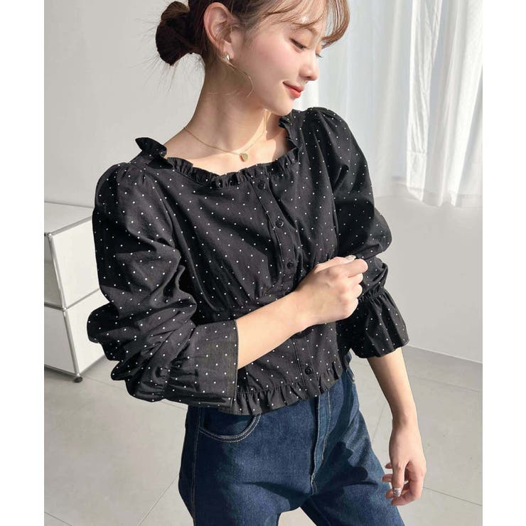 長袖キャンディスリーブコルセットブラウス スラブドット | moment+ | 詳細画像21 