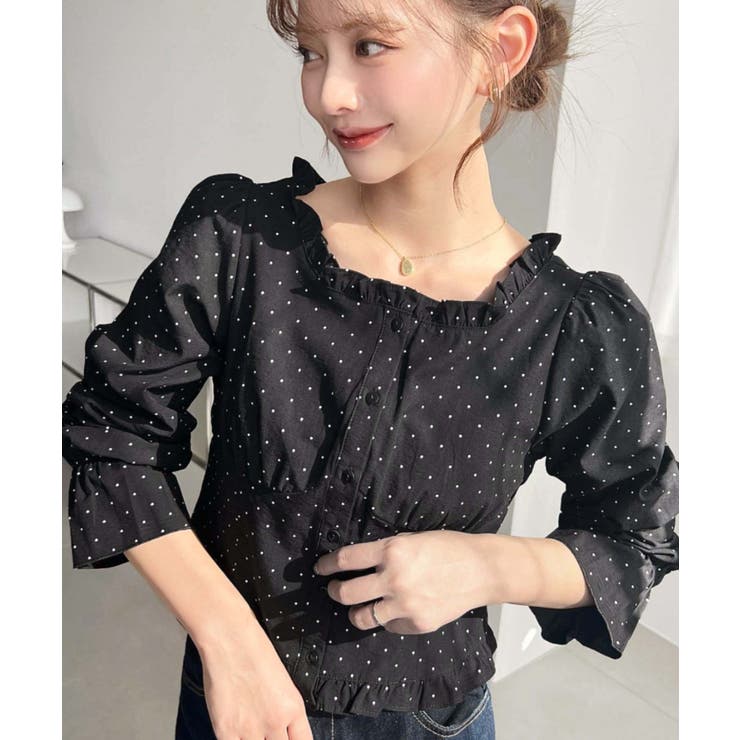 長袖キャンディスリーブコルセットブラウス スラブドット | moment+ | 詳細画像22 