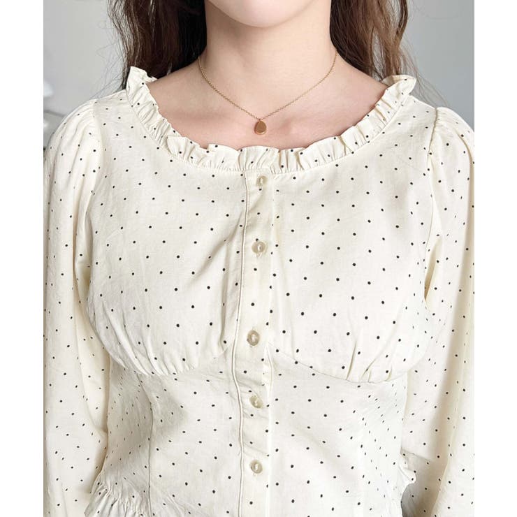 長袖キャンディスリーブコルセットブラウス スラブドット | moment+ | 詳細画像8 