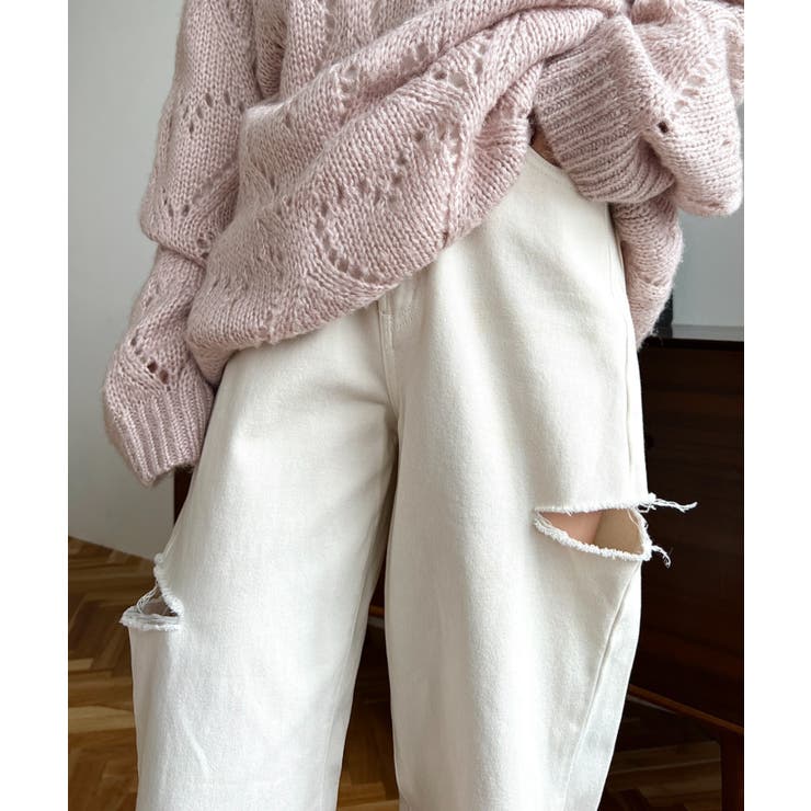 ヘビーツイル&デニムダメージストレートパンツ | moment+ | 詳細画像10 