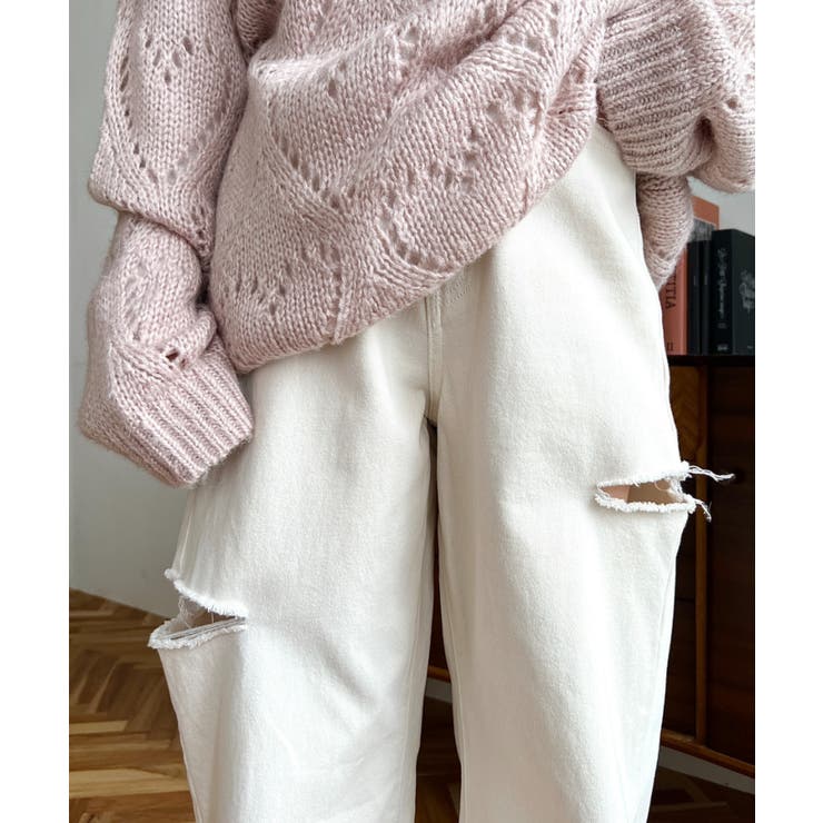 ヘビーツイル&デニムダメージストレートパンツ | moment+ | 詳細画像11 