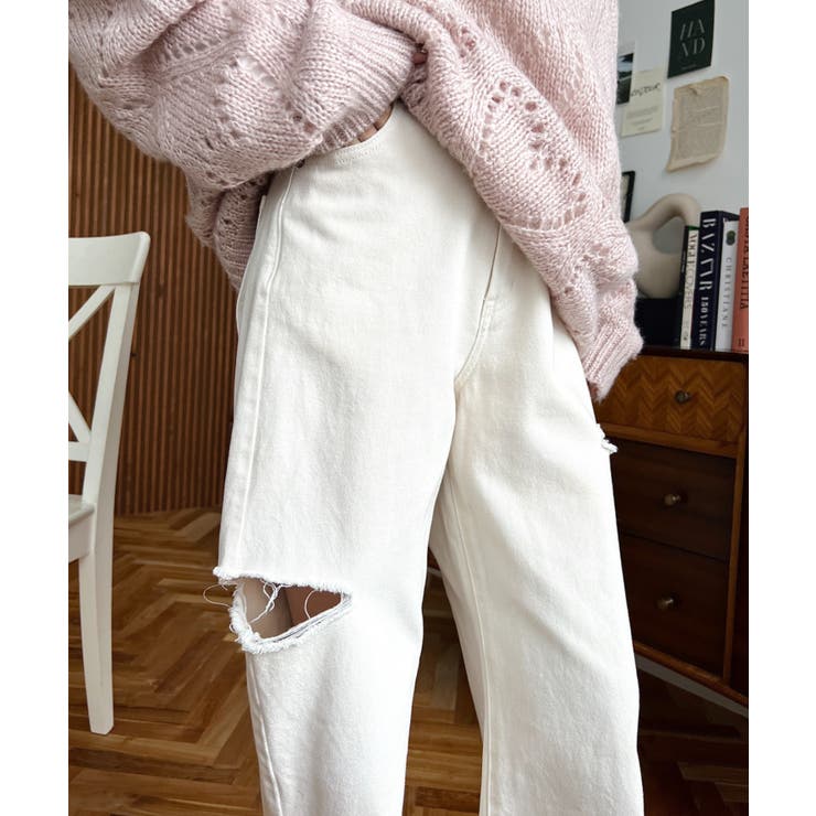 ヘビーツイル&デニムダメージストレートパンツ | moment+ | 詳細画像12 