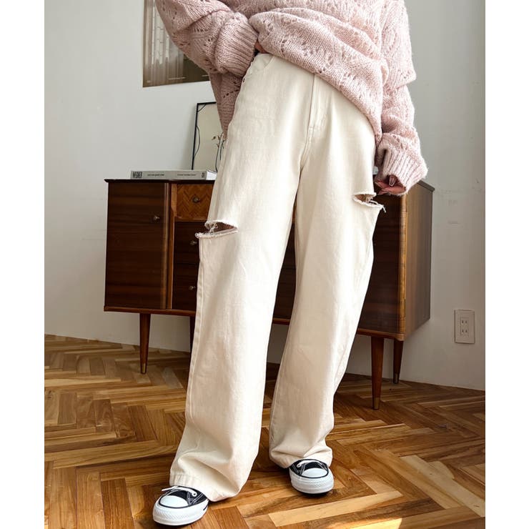 ヘビーツイル&デニムダメージストレートパンツ | moment+ | 詳細画像13 