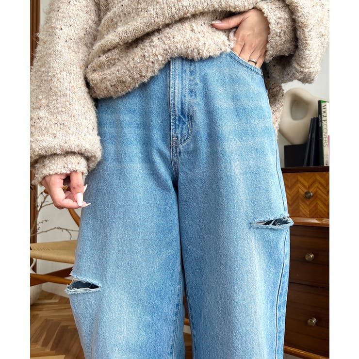 ヘビーツイル&デニムダメージストレートパンツ | moment+ | 詳細画像20 