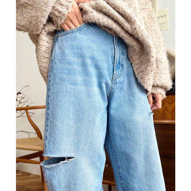 ヘビーツイル&デニムダメージストレートパンツ | moment+ | 詳細画像21 