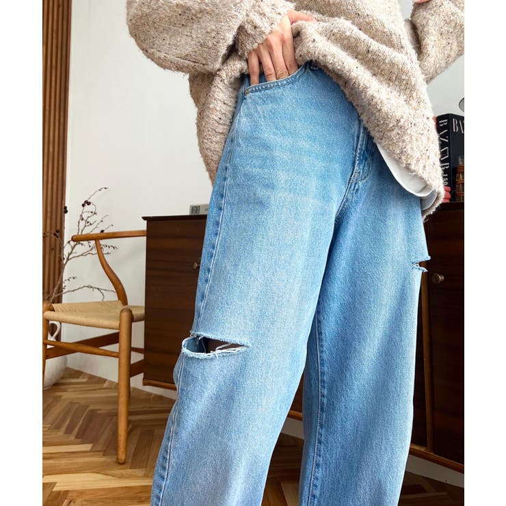 ヘビーツイル&デニムダメージストレートパンツ | moment+ | 詳細画像22 