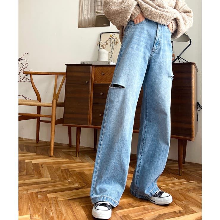 ヘビーツイル&デニムダメージストレートパンツ | moment+ | 詳細画像26 