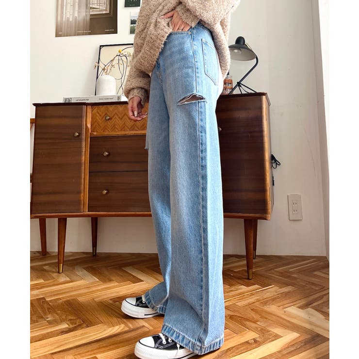 ヘビーツイル&デニムダメージストレートパンツ | moment+ | 詳細画像27 