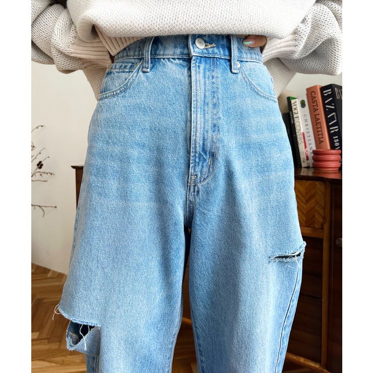 ヘビーツイル&デニムダメージストレートパンツ | moment+ | 詳細画像28 