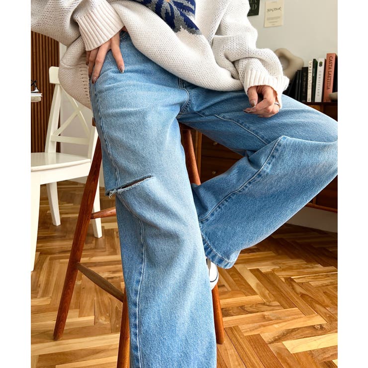 ヘビーツイル&デニムダメージストレートパンツ | moment+ | 詳細画像32 