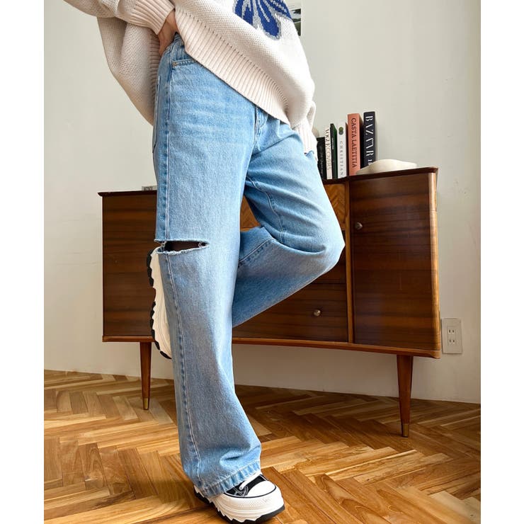 ヘビーツイル&デニムダメージストレートパンツ | moment+ | 詳細画像37 