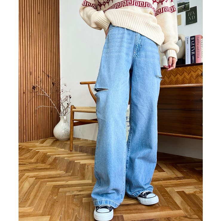 ヘビーツイル&デニムダメージストレートパンツ | moment+ | 詳細画像40 