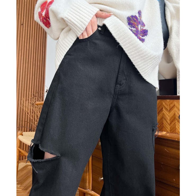 ヘビーツイル&デニムダメージストレートパンツ | moment+ | 詳細画像42 