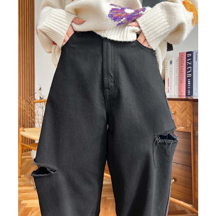 ヘビーツイル&デニムダメージストレートパンツ | moment+ | 詳細画像44 