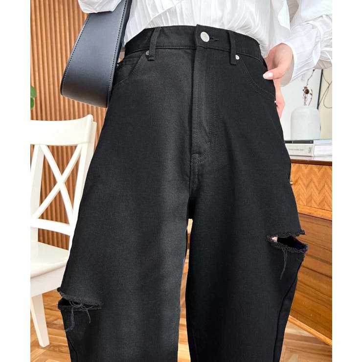 ヘビーツイル&デニムダメージストレートパンツ | moment+ | 詳細画像45 