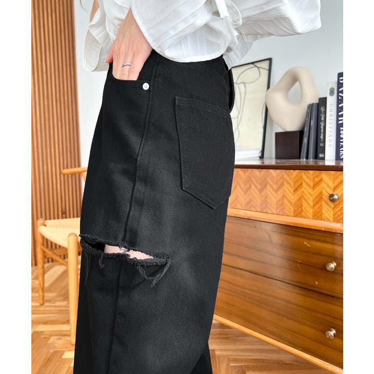 ヘビーツイル&デニムダメージストレートパンツ | moment+ | 詳細画像46 