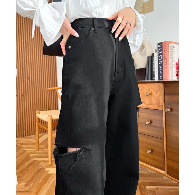 ヘビーツイル&デニムダメージストレートパンツ | moment+ | 詳細画像47 