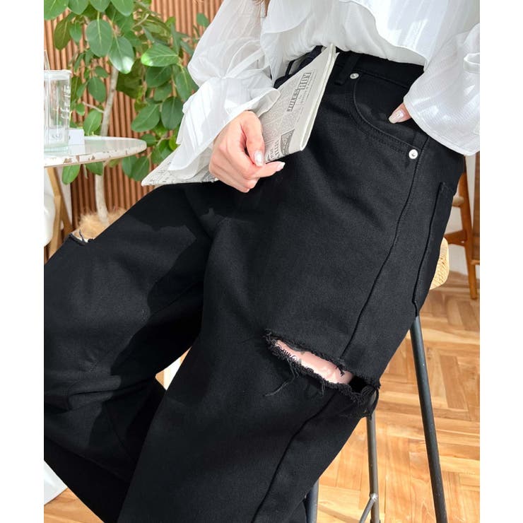 ヘビーツイル&デニムダメージストレートパンツ | moment+ | 詳細画像49 