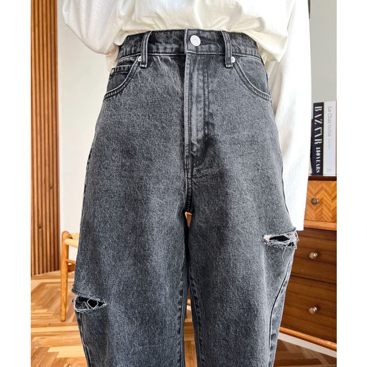 ヘビーツイル&デニムダメージストレートパンツ | moment+ | 詳細画像50 