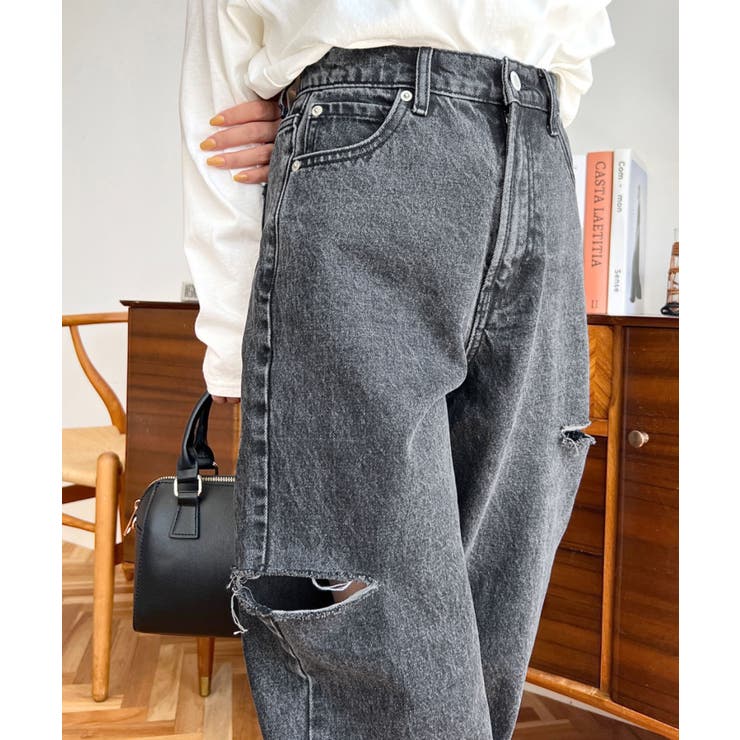 ヘビーツイル&デニムダメージストレートパンツ | moment+ | 詳細画像52 