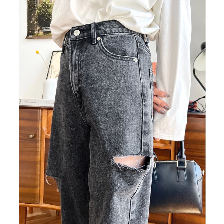 ヘビーツイル&デニムダメージストレートパンツ | moment+ | 詳細画像54 