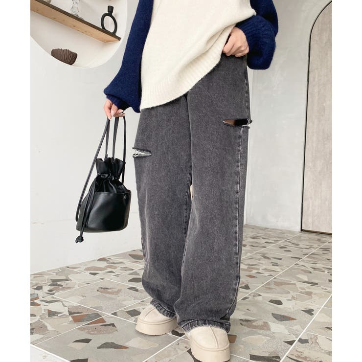 ヘビーツイル&デニムダメージストレートパンツ | moment+ | 詳細画像55 