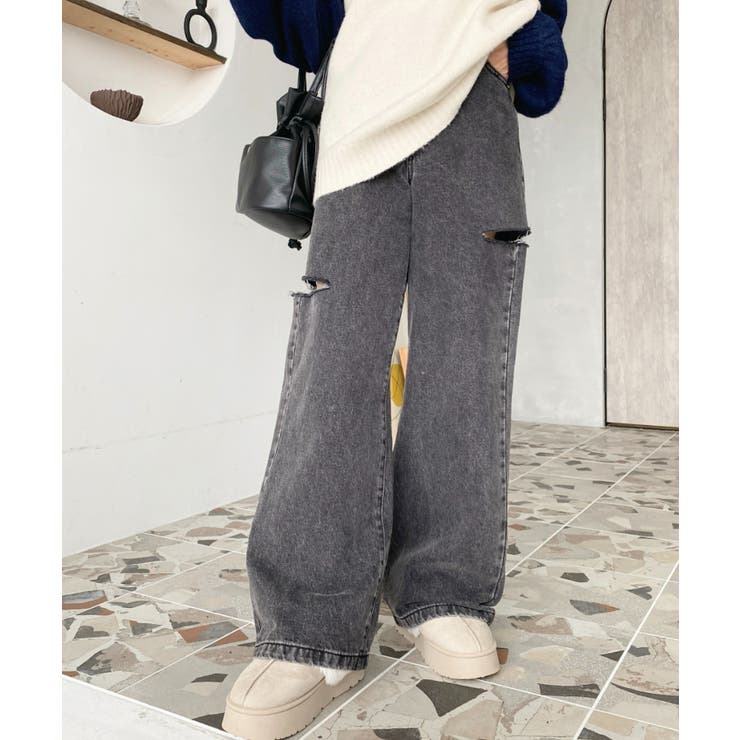 ヘビーツイル&デニムダメージストレートパンツ | moment+ | 詳細画像56 