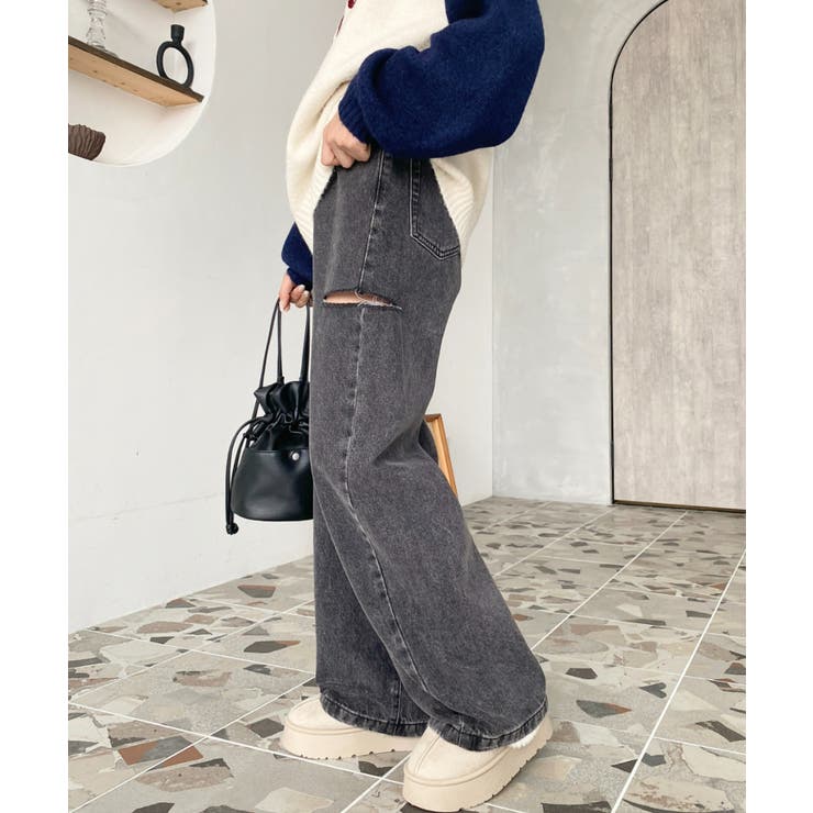 ヘビーツイル&デニムダメージストレートパンツ | moment+ | 詳細画像57 