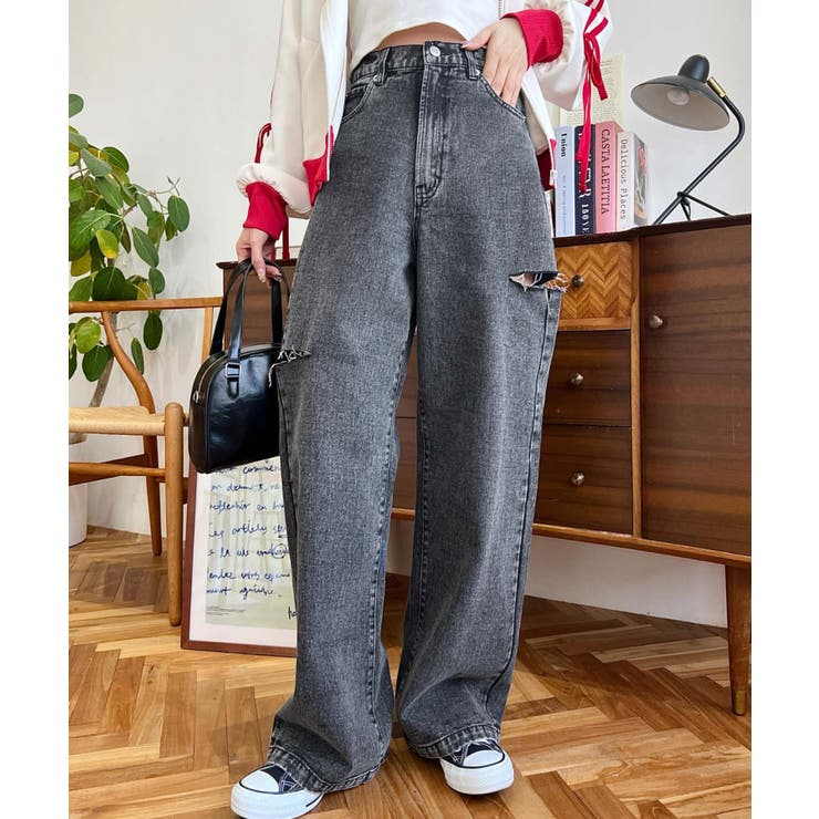 ヘビーツイル&デニムダメージストレートパンツ | moment+ | 詳細画像62 