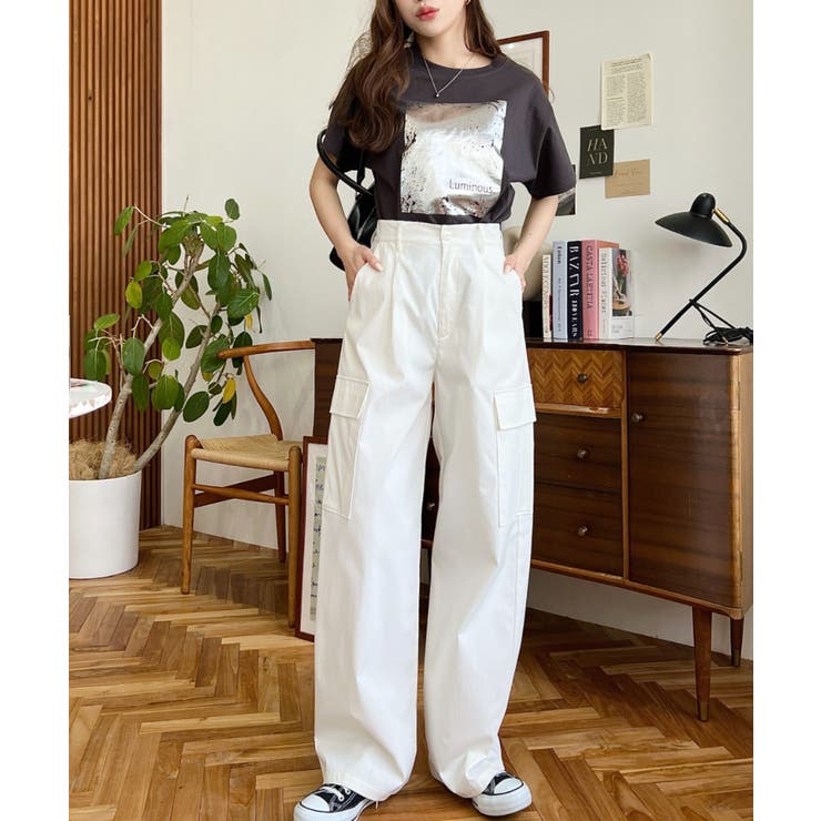 タック入りセミワイドカーゴパンツ | moment+ | 詳細画像26 