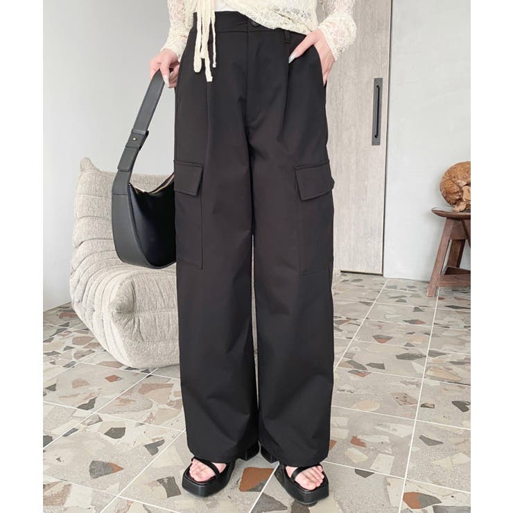 タック入りセミワイドカーゴパンツ | moment+ | 詳細画像6 